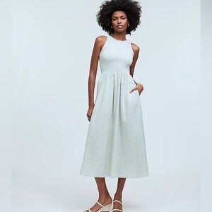 Madewell The Melody Smocked Midi Dress In Pistachio Size XS NWT